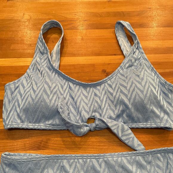 SALT + COVE Juniors' Tie-Front Bralette top & high waist bikini set L - Picture 7 of 10